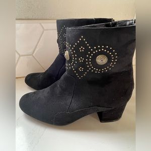 Embellished Faux Suede Booties